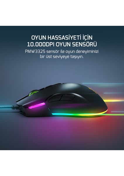 Ursa 10000DPI USB Oyuncu Mouse - Siyah