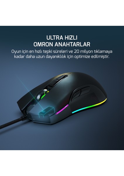 Ursa 10000DPI USB Oyuncu Mouse - Siyah