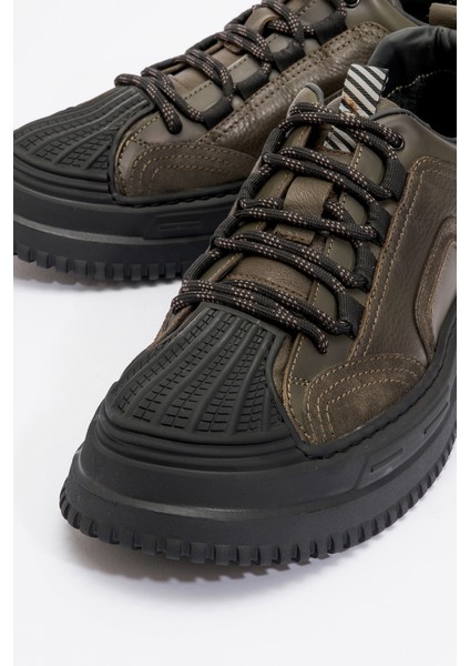 Erkek Kalın Taban Bağcıklı Comfort Casual Ayakkabı Gerçek Deri Mc 20326 Haki modelleri