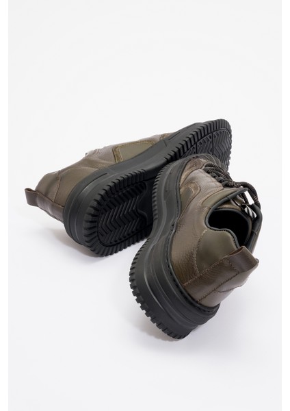 Erkek Kalın Taban Bağcıklı Comfort Casual Ayakkabı Gerçek Deri Mc 20326 Haki fırsatları