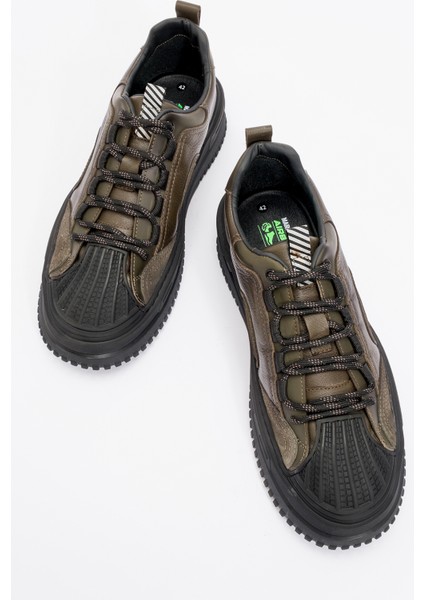 Erkek Kalın Taban Bağcıklı Comfort Casual Ayakkabı Gerçek Deri Mc 20326 Haki indirimleri