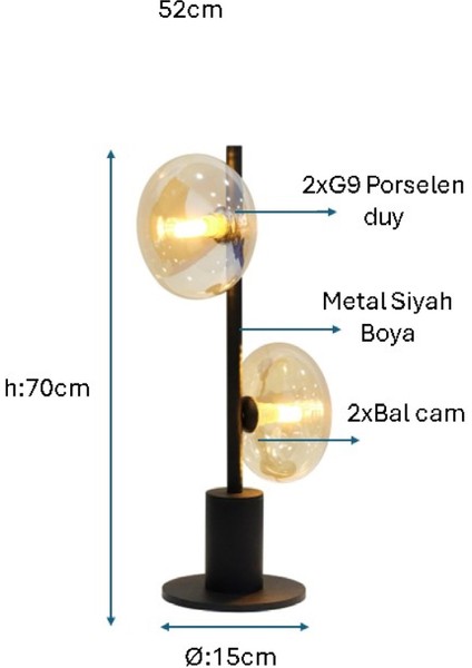 Siyah Boyalı Masa Lambası Plc-1216-M-Bsy