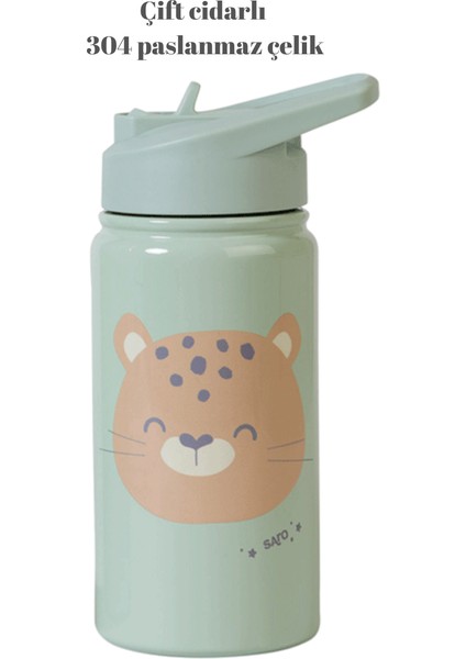 500 ml Paslanmaz Çelik Pipetli Matara Suluk Termos Mavi indirimleri