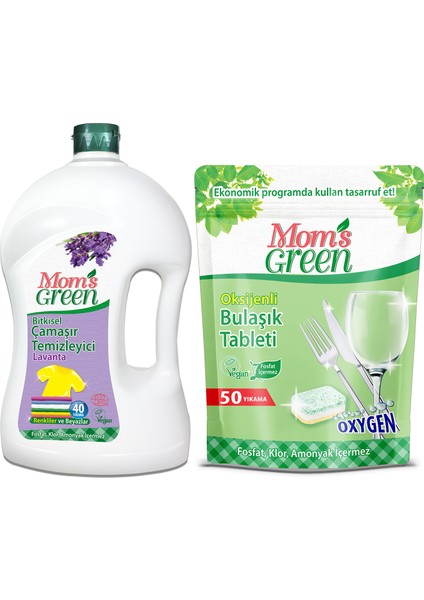 Oksijenli Ekolojik Bulaşık Tableti 50 Yıkama - Bitkisel Çamaşır Temizleyici Lavanta 1500 ml