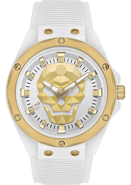 ST.1.10436-6 Silikon Kordon Suya Dayanıklı Beyaz Renk Erkek Kol Saati