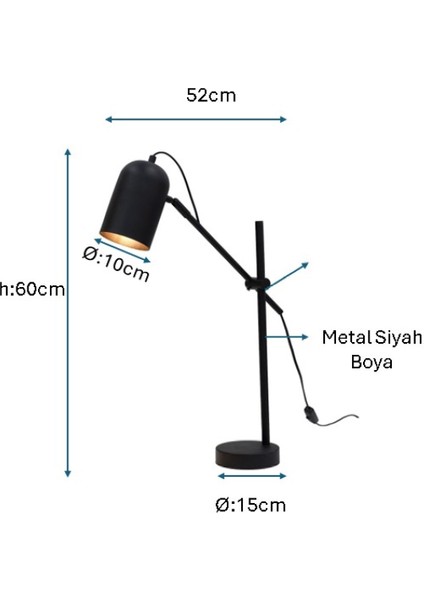 Siyah Boyalı Modern Masa Lambası Plc-1214-M-Bsy