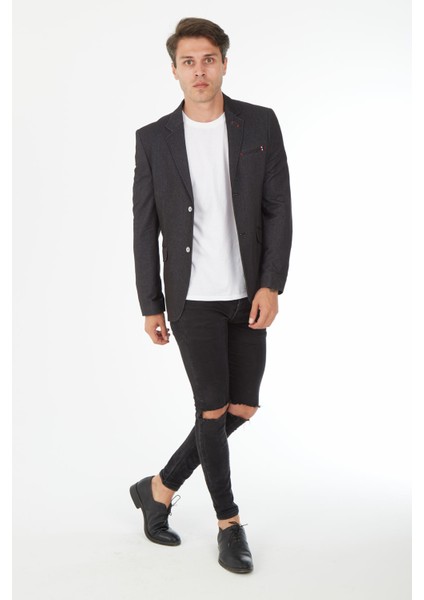 G-182 Iki Düğme Dar Kalıp Siyah Erkek Blazer Ceket fiyatları