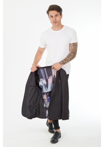 G-182 Iki Düğme Dar Kalıp Siyah Erkek Blazer Ceket modelleri