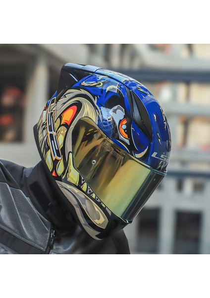 Rapıd 2 Race Spox Mavi-Gri Kask Sarı Cam