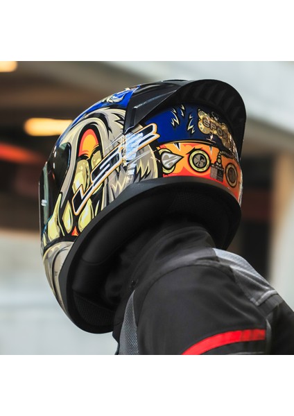 Rapıd 2 Race Spox Mavi-Gri Kask Sarı Cam