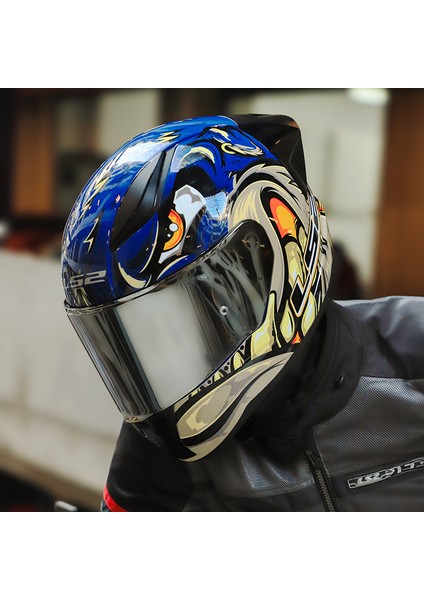 Rapıd 2 Race Spox Mavi-Gri Kask Gri Cam