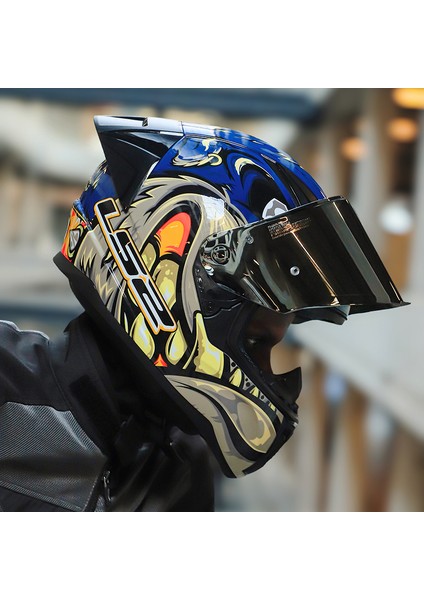 Rapıd 2 Race Spox Mavi-Gri Kask Gri Cam