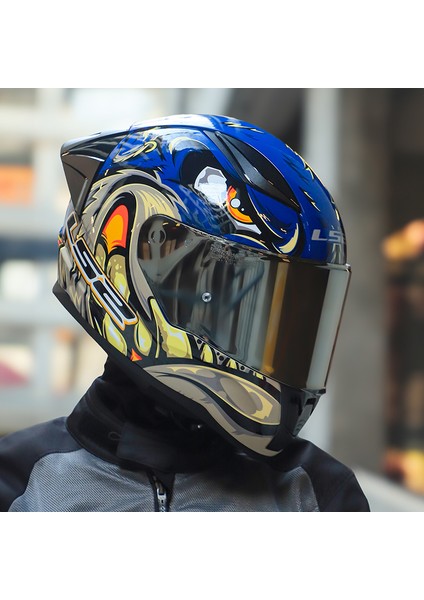Rapıd 2 Race Spox Mavi-Gri Kask Gri Cam
