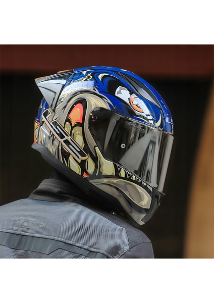 Rapıd 2 Race Spox Mavi-Gri Kask Gri Cam