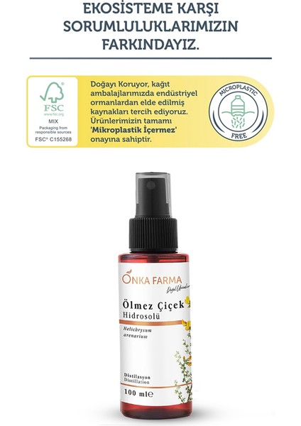 Ölmez Çiçek Suyu / Hidrosolü Tonik Yağı Alınmamış Doğal Içerik 100 ml