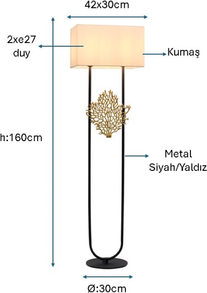 Siyah/sarı Yaldız Boyalı Lambader PLC-1213-L-BSY