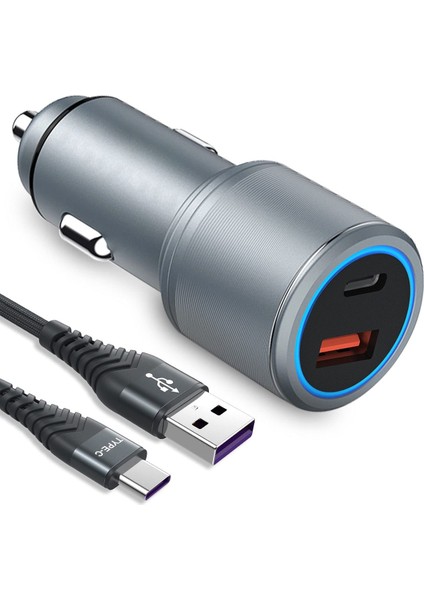 USB Type C Araç Şarj Cihazı - 2 Port, Hızlı Şarj 48W Çakmaklık Adaptörü