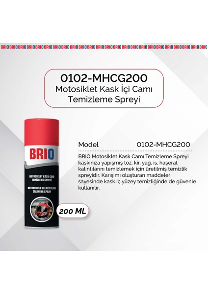 Motosiklet Kask Içi, Kask Camı Temizleme Spreyi 200ML 2'li Paket