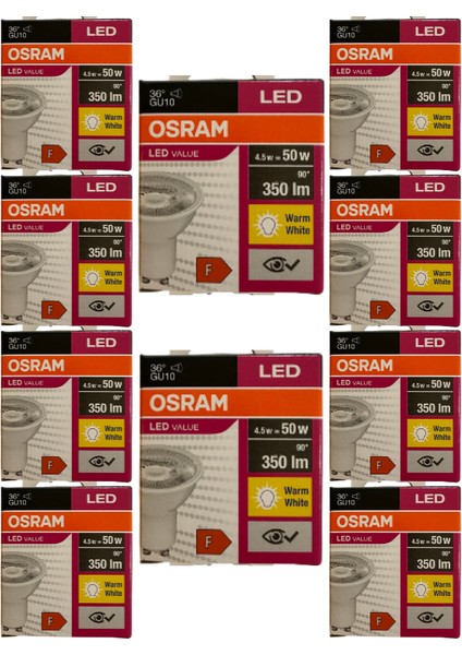 4.5W (50W) 3000K (Sarı Işık) GU10 Duylu PAR16 LED Spot (10 Adet)