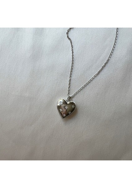 Heart Locket Stainless Steel Çelik Kolye