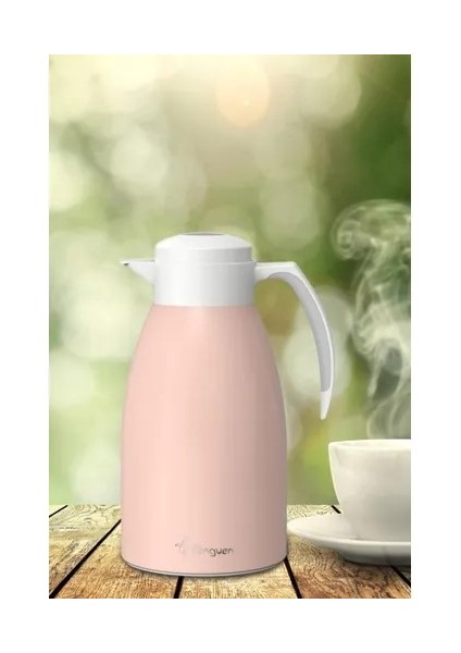 New Titanyum Üsten Basmalı 2 Litre Termos Pembe