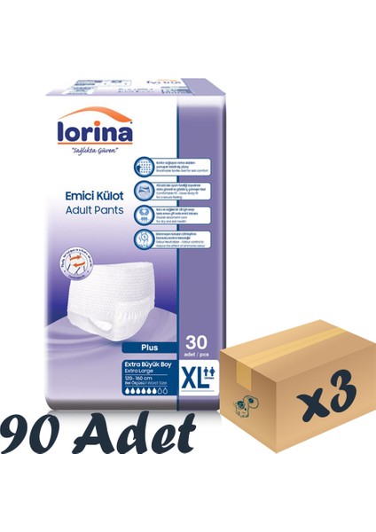 Yetişkin Emici Külot Xlarge 30'Lu 3 Paket 90 Adet