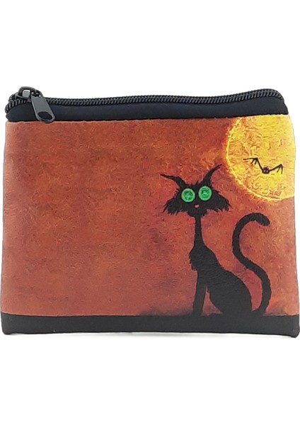 Cadılar Bayramı Kedi Baskılı Kart ve Bozuk Paralık