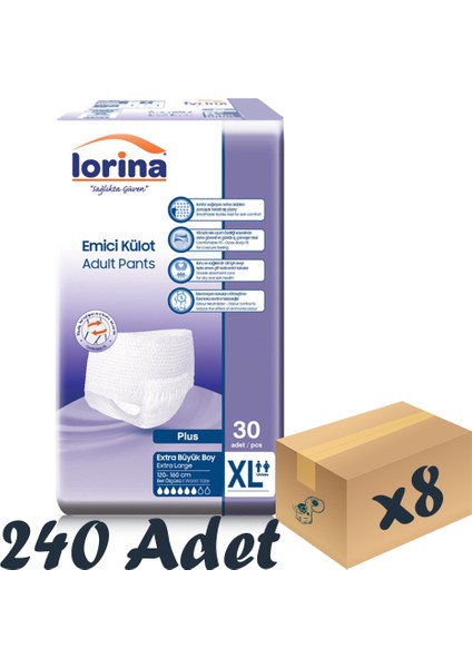 Yetişkin Emici Külot Xlarge 30'Lu 8 Paket 240 Adet