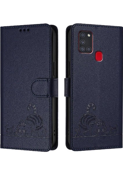 Samsung Galaxy A21S Için Kılıf Cüzdan Kapak Çevirin Kedi Rfıd Kart Yuvası Tutucu (Yurt Dışından)