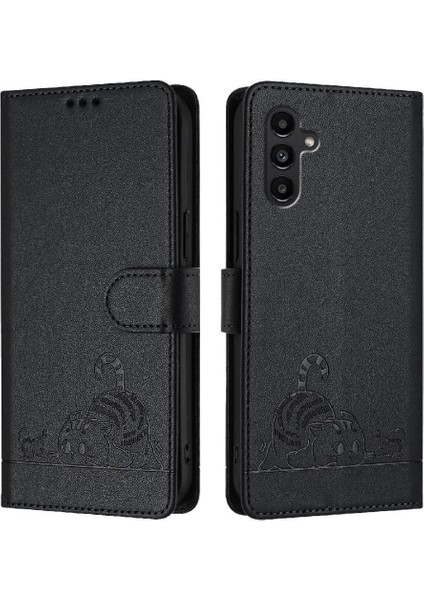 Samsung Galaxy A04S Kedi Rfıd Kart Yuvası Tutucu Kickstand Cüzdan (Yurt Dışından)