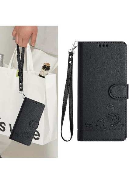 Samsung Galaxy A04S Kedi Rfıd Kart Yuvası Tutucu Kickstand Cüzdan (Yurt Dışından)