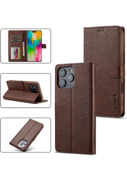 Tutucu Kart Yuvaları ile IPhone 16 Pro Için Flip Case Cüzdan Buzağı Doku (Yurt Dışından) indirimleri