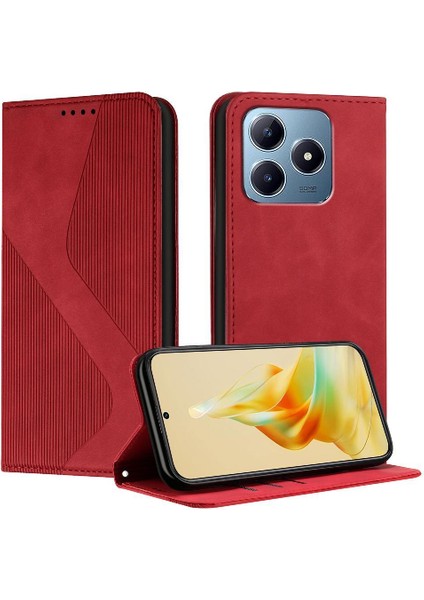 Realme C63 4g Manyetik Pu Deri Için Kılıf Folio Kapak Cüzdan Kickstand (Yurt Dışından)