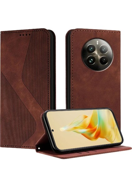 Realme Için 12 Pro Artı 5g Manyetik Kart Yuvaları Tutucu Folio Kapak Pu (Yurt Dışından)