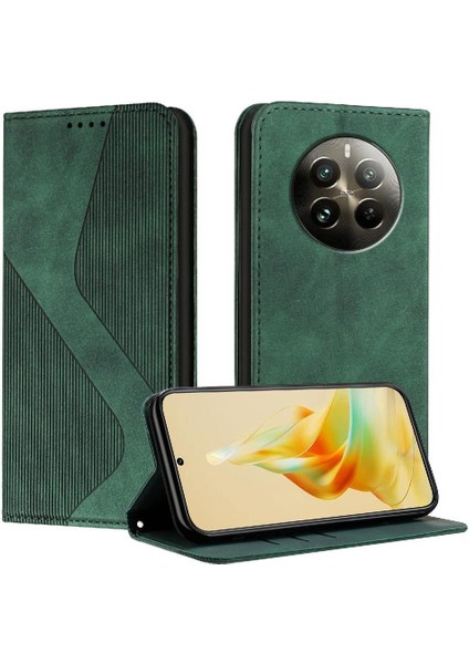 Realme Için 12 Pro Artı 5g Manyetik Kart Yuvaları Tutucu Folio Kapak Pu (Yurt Dışından)