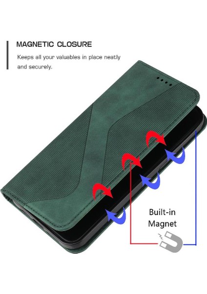 Realme Için 12 Pro Artı 5g Manyetik Kart Yuvaları Tutucu Folio Kapak Pu (Yurt Dışından)