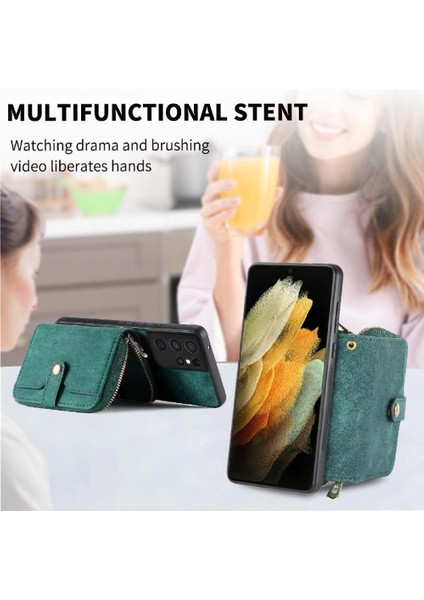 Samsung Galaxy S21 Ultra Ayarlanabilir Kordon 7 Kart Yuvaları Premium Için Kılıf (Yurt Dışından) modelleri