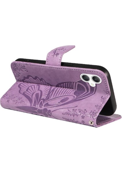 Kredi Kartı Yuvası Kabartmalı Kelebek ile Samsung Galaxy A06 Için Flip Case (Yurt Dışından)