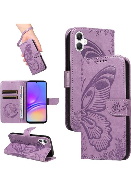 Kredi Kartı Yuvası Kabartmalı Kelebek ile Samsung Galaxy A06 Için Flip Case (Yurt Dışından)