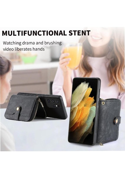 Samsung Galaxy S21 Ultra Ayarlanabilir Kordon 7 Kart Yuvaları Premium Için Kılıf (Yurt Dışından) modelleri