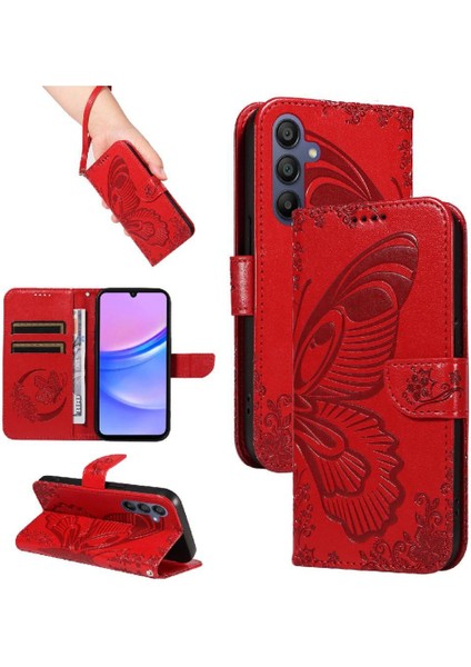 Samsung Galaxy A16 Için Flip Case Kredi Kartı ile Ayrılabilir El Kayışı (Yurt Dışından)