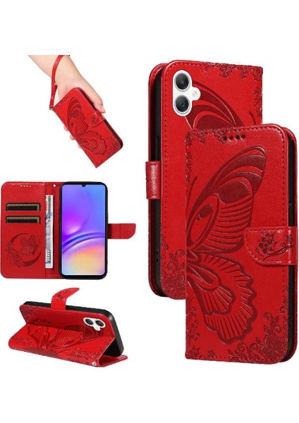 Kredi Kartı Yuvası Kabartmalı Kelebek ile Samsung Galaxy A06 Için Flip Case (Yurt Dışından)