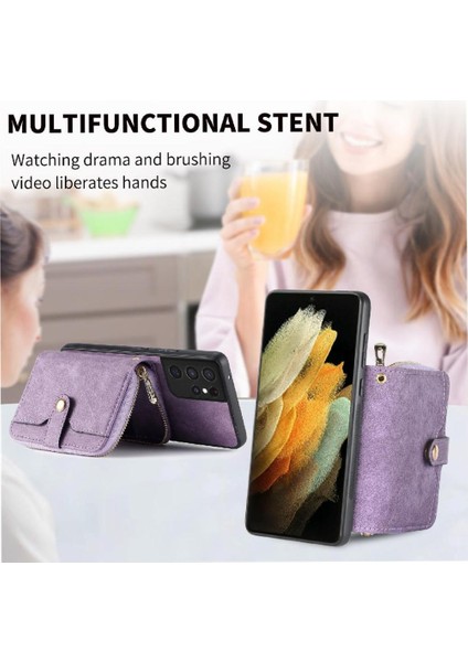 Samsung Galaxy S21 Ultra Ayarlanabilir Kordon 7 Kart Yuvaları Premium Için Kılıf (Yurt Dışından) modelleri