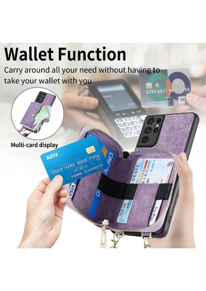 Samsung Galaxy S21 Ultra Ayarlanabilir Kordon 7 Kart Yuvaları Premium Için Kılıf (Yurt Dışından) indirimleri