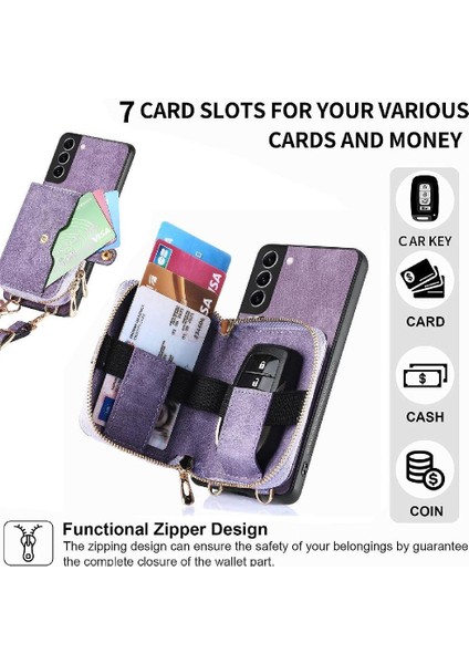 Samsung Galaxy S22 Artı Premium Deri Ayarlanabilir Kordon Fermuar (Yurt Dışından)