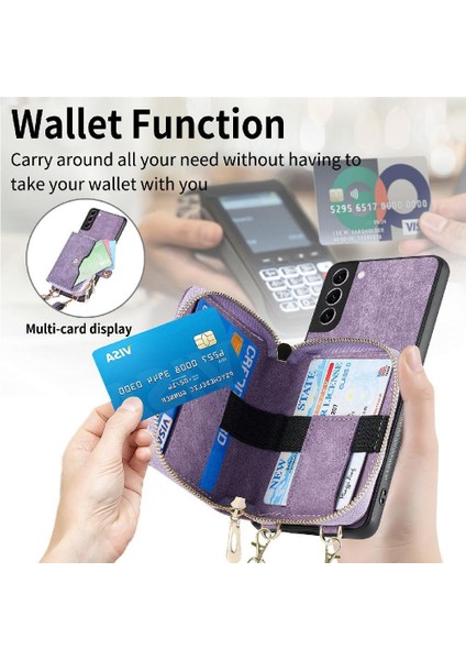 Samsung Galaxy S22 Artı Premium Deri Ayarlanabilir Kordon Fermuar (Yurt Dışından)