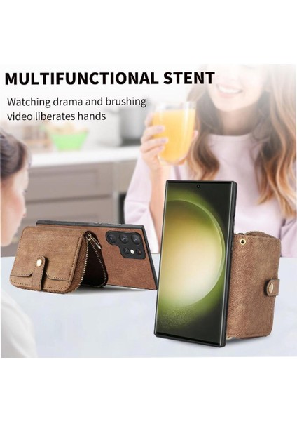 Samsung Galaxy S23 Ultra Standı Premium Deri 7 Kart Yuvaları (Yurt Dışından) fırsatları