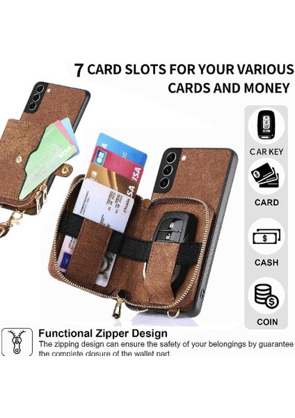 Samsung Galaxy S22 Artı Premium Deri Ayarlanabilir Kordon Fermuar (Yurt Dışından)
