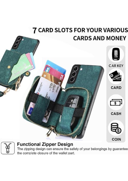 Samsung Galaxy S22 Artı Premium Deri Ayarlanabilir Kordon Fermuar (Yurt Dışından)