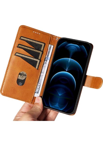 Kredi Kartı Yuvası ile IPhone 12/12 Pro Için Filp Durumda Cüzdan Telefon Kılıfı Pu (Yurt Dışından)
